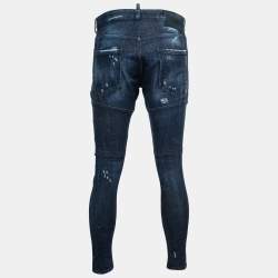 Dsquared2 Blue Distressed Paint Splattered Denim Biker Jeans S Waist 32"