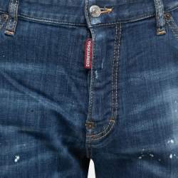 Dsquared2 Blue Faded Effect Denim Splattered Shorts XL Waist 34"