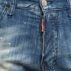 Pre Owned Dsquared2 Blue Faded Distressed Denim Jeans M Waist 34"