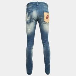Pre Owned Dsquared2 Blue Faded Distressed Denim Jeans M Waist 34"