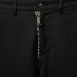 Dsquared2 Black Wool Quilted Knee Trousers XS