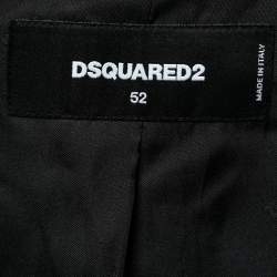 Dsquared2 Black Wool Zipper Detail Blazer XL