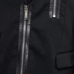 Dsquared2 Black Wool Zipper Detail Blazer XL
