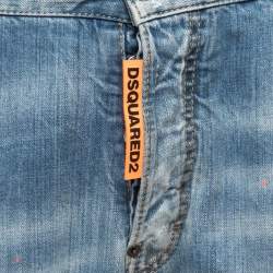 Dsquared2 Blue Distressed Denim Paint Splatter Printed Jeans M Waist: 34"