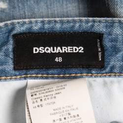Dsquared2 Blue Distressed Denim Paint Splatter Printed Jeans M Waist: 34"