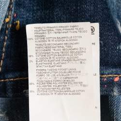 Dsquared2 Blue Distressed Denim Paint Splatter Printed Jeans M Waist: 34"