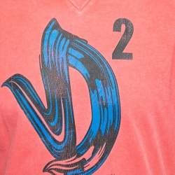 Dsquared2 Pink Logo Print Cotton New Dean Fit T-Shirt L