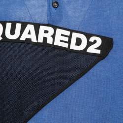 Pre Owned Dsquared2 Blue Knit Logo Polo T-Shirt M