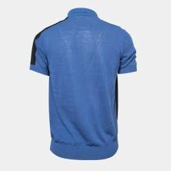Pre Owned Dsquared2 Blue Knit Logo Polo T-Shirt M