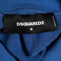 Pre Owned Dsquared2 Blue Knit Logo Polo T-Shirt M
