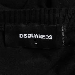 Dsquared2 Black Luck Print Cotton Cigarette Fit T-Shirt L