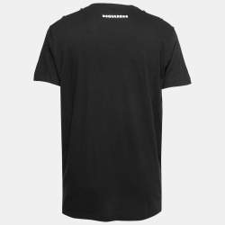 Dsquared2 Black Luck Print Cotton Cigarette Fit T-Shirt L