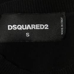 Dsquared2 Black Neon Motif Stretch Knit Crew Neck Jumper S