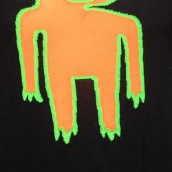 Dsquared2 Black Neon Motif Stretch Knit Crew Neck Jumper S