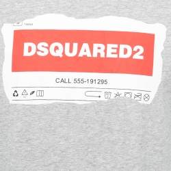 Dsquared2 Grey Cotton Logo Print Crewneck T-Shirt XL