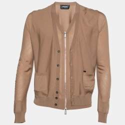 Dsquared2 Brown Wool Double Layered Cardigan M Dsquared2