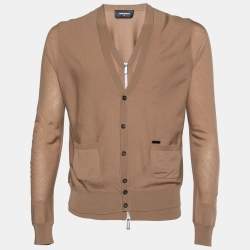 Dsquared2 Brown Wool Double Layered Cardigan M