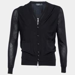 Dsquared2 Black Wool Double Layered Cardigan S