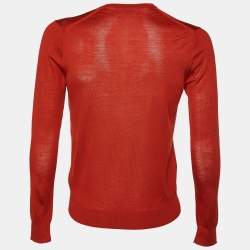 Dsquared2 Brick Orange Wool Knit V-Neck Pullover M