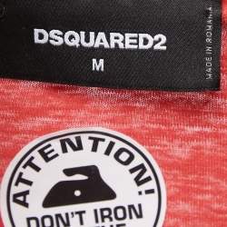 Dsquared2 Red Logo Print Cotton Crew Neck Half Sleeve T-Shirt M