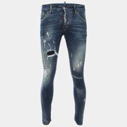 Dsquared2 Blue Washed & Distressed Denim Jeans S Waist 32"
