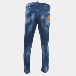 Dsquared2 Blue Distressed & Washed Denim Buttoned Jeans L Waist 36"