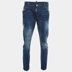 Dsquared2 Blue Crinkled & Distressed Denim Jeans L Waist 34"