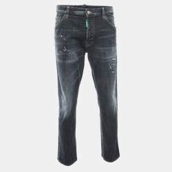 Dsquared2 Dark Grey Distressed Denim Buttoned Jeans XXL Waist 38"