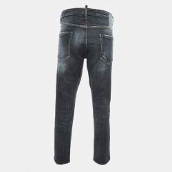 Dsquared2 Dark Grey Distressed Denim Buttoned Jeans XXL Waist 38"