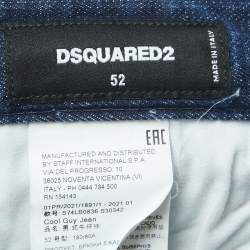 Pre Owned Dsquared2 Blue Washed & Distressed Denim Jeans XL Waist 38"