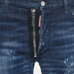 Pre Owned Dsquared2 Blue Washed & Distressed Denim Jeans XL Waist 38"