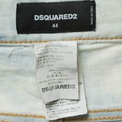 Dsquared2 Blue Patterned Denim Elasticized Waist Buttoned Jeans XS Waist 32"