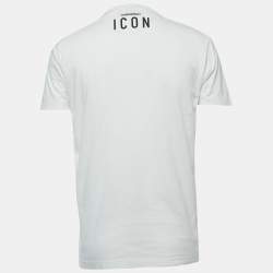 Dsquared2 White Champagne Print Cotton Crew Neck Half Sleeve T-Shirt M