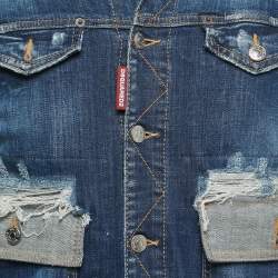 Dsquared2 Blue Distressed Denim Button Front Jacket M