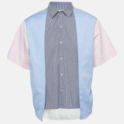 Dsquared2 Blue/Multicolor Colorblock Cotton Layered Shirt L