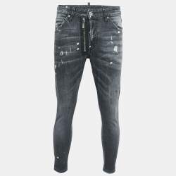 Dsquared2 Grey Distressed Ripped Denim Slim Jeans L Waist 33"