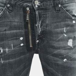 Dsquared2 Grey Distressed Ripped Denim Slim Jeans L Waist 33"