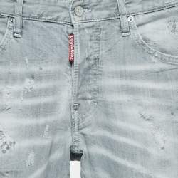 Pre Owned Dsquared2 Light Grey Distressed Skater Skinny Jeans S Waist 30"