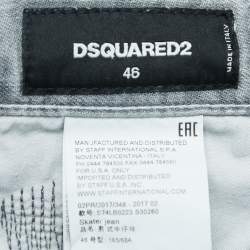 Pre Owned Dsquared2 Light Grey Distressed Skater Skinny Jeans S Waist 30"