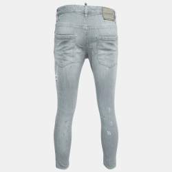 Pre Owned Dsquared2 Light Grey Distressed Skater Skinny Jeans S Waist 30"