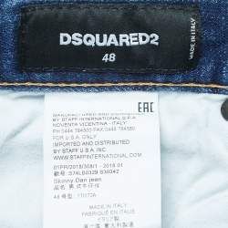 Pre Owned Dsquared2 Blue Distressed Denim Dan Skinny Jeans M Waist 34"