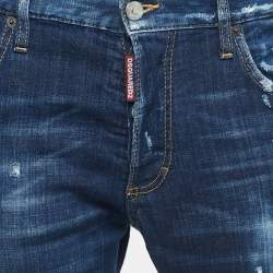 Pre Owned Dsquared2 Blue Distressed Denim Dan Skinny Jeans M Waist 34"