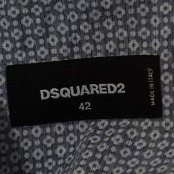 Dsquared2 Blue Print Cotton Button Front Full Sleeve Shirt XXS