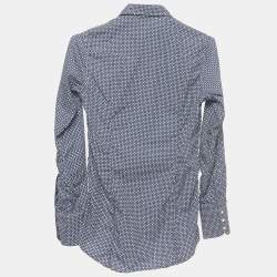 Dsquared2 Blue Print Cotton Button Front Full Sleeve Shirt XXS