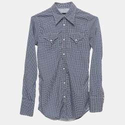 Dsquared2 Blue Print Cotton Button Front Full Sleeve Shirt XXS