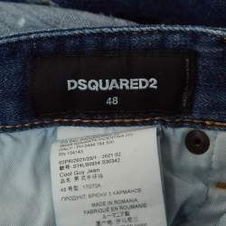 Pre Owned Dsquared2 Blue Distressed Ripped Denim Buttoned Jeans M Waist 34"