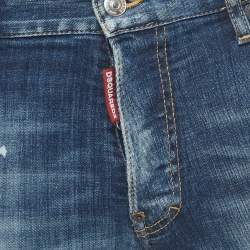 Pre Owned Dsquared2 Blue Distressed Ripped Denim Buttoned Jeans M Waist 34"