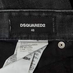 Pre Owned Dsquared2 Black Washed Distressed Denim Buttoned Jeans M Waist 32"