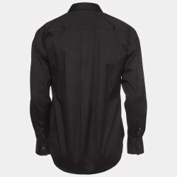 Dsquared2 Black Logo Print Cotton Button Front Full Sleeve Shirt XS