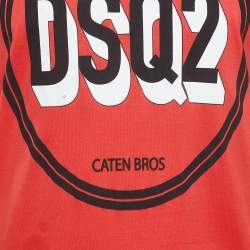 Dsquared2 Red Logo Print Cotton Half Sleeve T-Shirt S